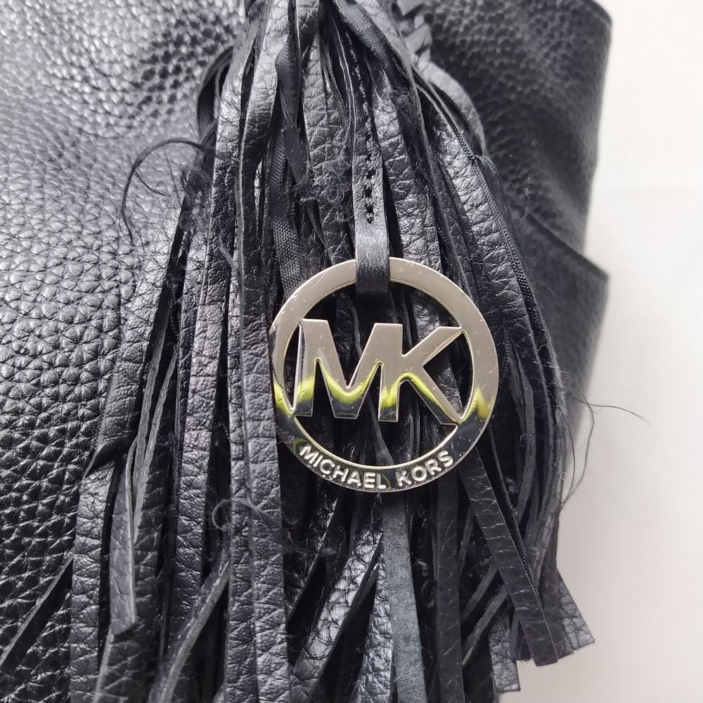 Michael Kors Black Pebbled Leather Tassel Chain Strap Shoulder Bag - Picture 5 of 16